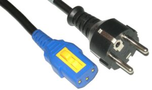 Kaltgeräte (f) <=> Schuko-Stecker-Kabel (m), 2m, verriegelbar