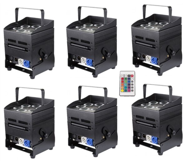 LED-Scheinwerfer-Set, 6 x LED-Scheinwerfer Accu-Color, 6 x 10Watt LED, W-DMX, kabellos