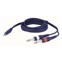 Mini-Klinke 3,5mm (m) <=> 2 x Klinke 6,3mm (m) Kabel, 3m