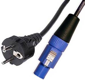 Powercon (f) <=> Schuko-Stecker-Kabel (m), 10m (Farbcode Gelb)