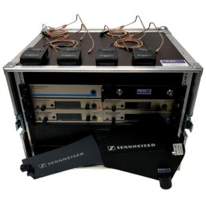Funkmikrofon-Set Sennheiser EW 365 G3, E-BAND, 4 x Nackenbügelmikrofon, beige & Taschensendern und Antennenspitter